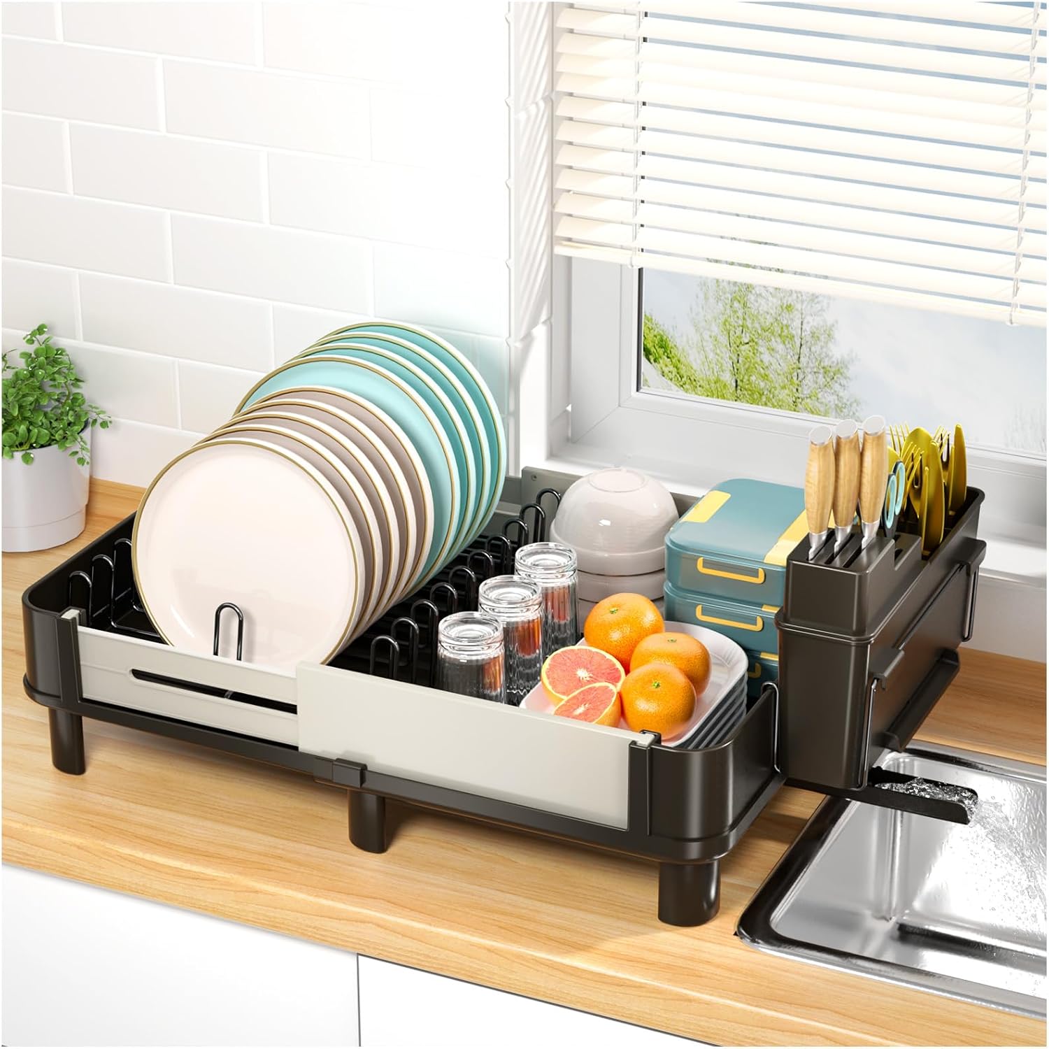 YKLSLH Expandable Dish Drying Rack Dish Racks for Kitchen