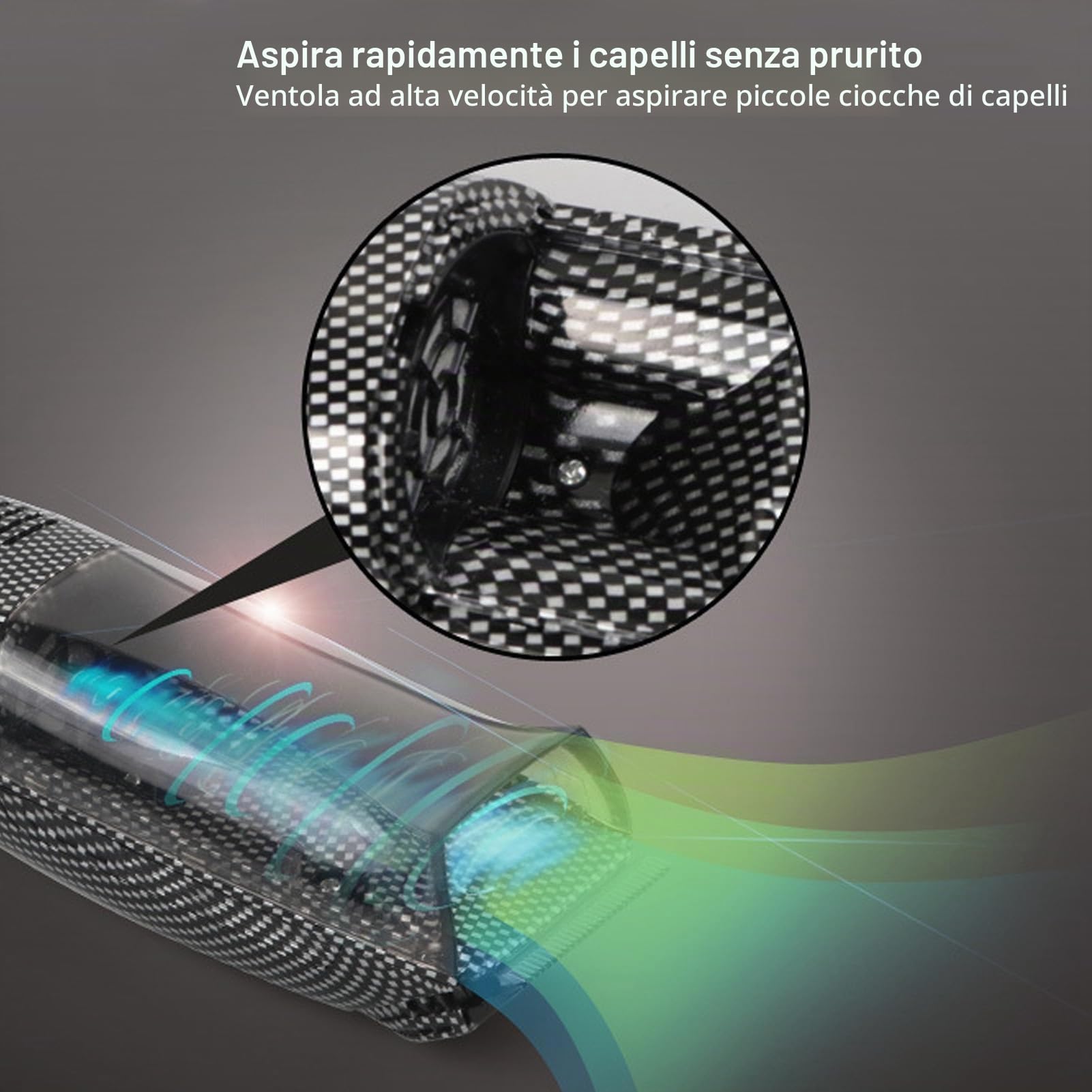 Tagliacapelli, Tagliacapelli a Vuoto Senza Fili con Potente Aspirazione Automatica dei Capelli, Rasoio Elettrico Ricaricabile con 4 Pettini Guida per Uomo