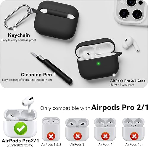 Miniatura 2 de Funda para AirPods Pro 21 con kit de limpieza, funda protectora de silicona suave para Apple AirPods Pro de 21 generación con puntas para los oídos,