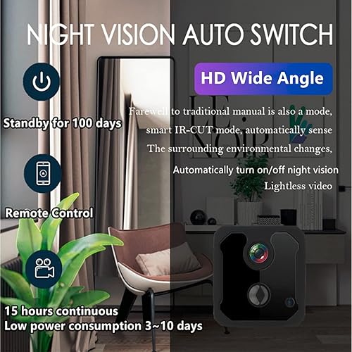 Miniatura 3 de Cámara oculta, cámara espía 4K, duración de la batería de espera de 100 días, mini cámara de seguridad WiFi, ángulo de disparo extra grande alertas