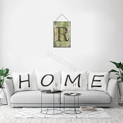 Vista 401 de Letrero colgante de madera con letra J, letrero de madera para decoración del hogar, 26 letras del alfabeto de metal, placa de madera, decoración