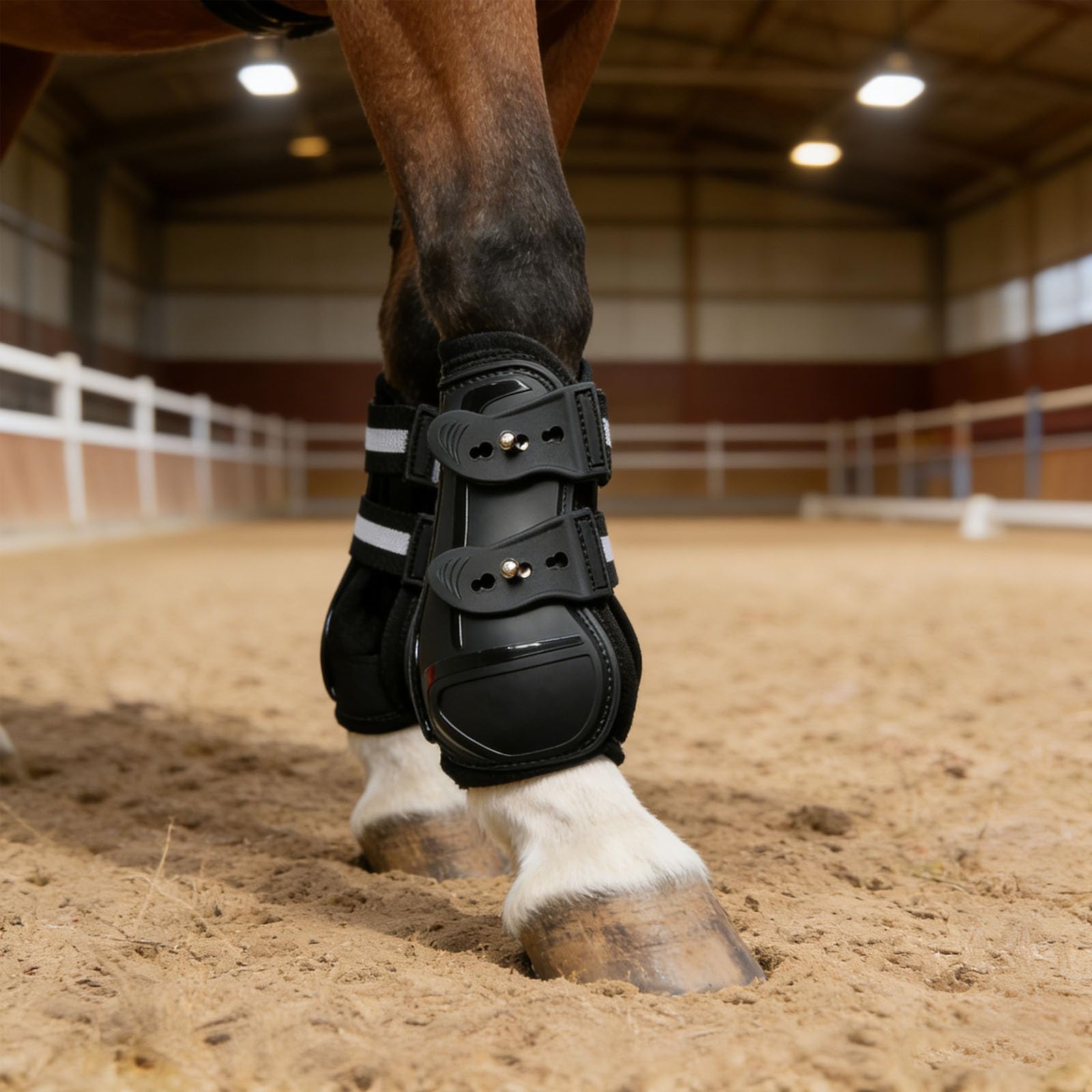 PU Shell Cavallo Tendine Boot Assorbimento Shock Equestri Leg Wraps Equitazione Leg Guard Facile da Usare Tendine Boot