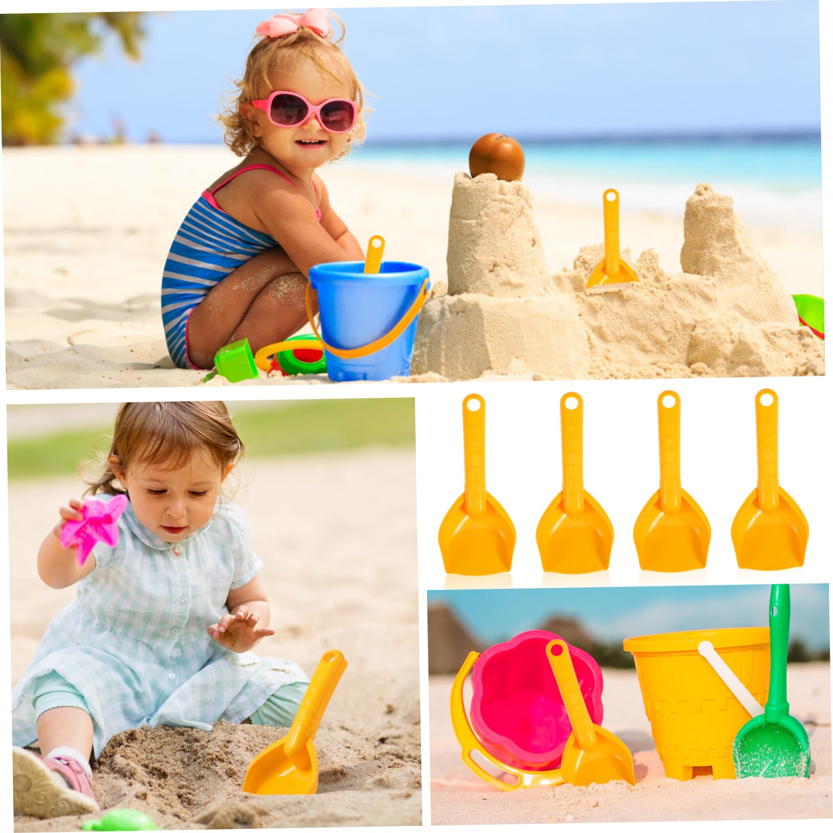 iplusmile 24 Piezas Palas de Arena para Juguetes de Playa y Jardín Pala de Color Amarillo para Exterior y Fiestas Infantiles