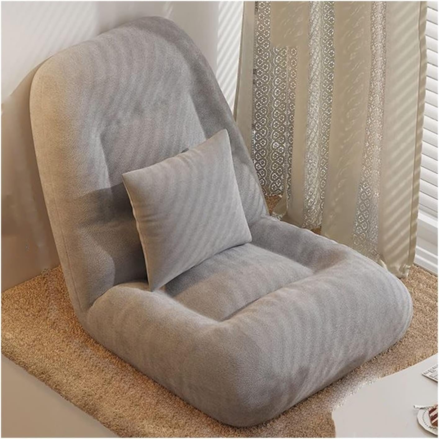 Silla de suelo ajustable con asiento tapizado y acolchado para adultos