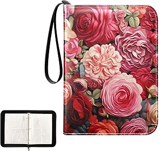 Floral Vintage Waterproof Trading Card Binder,400-Pocket Trading Album Display Holder,Display Case with Card Sleeves Set for Soccer Card,Gaming Cards,and Other TCG 2011569