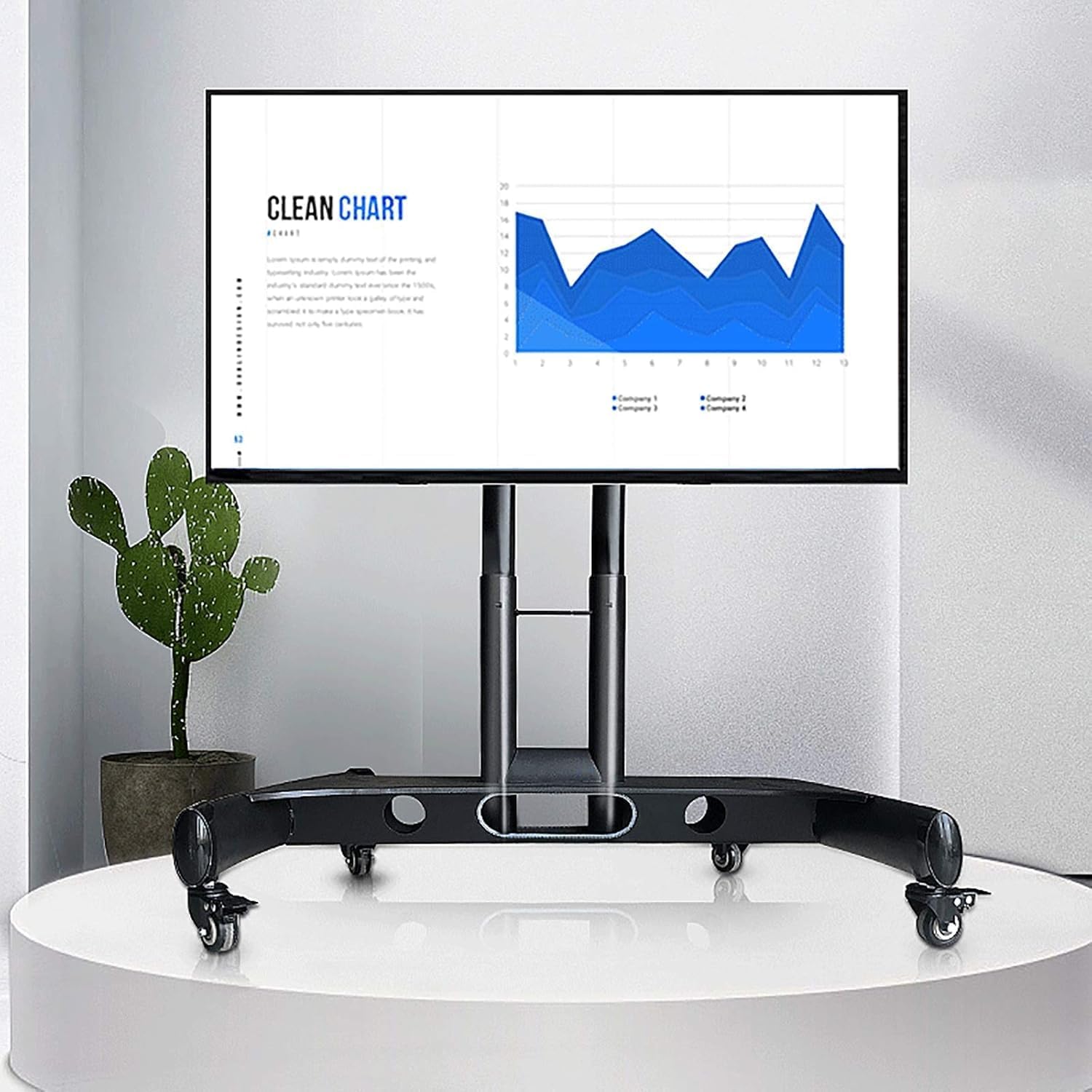 TV Stand Mobile TV Cart Tilting and Rolling TV Cart Suitable for 32 to 65 Inch LCD Flat Screen TVs, Rotatable 360 ° and Adjustable Height
