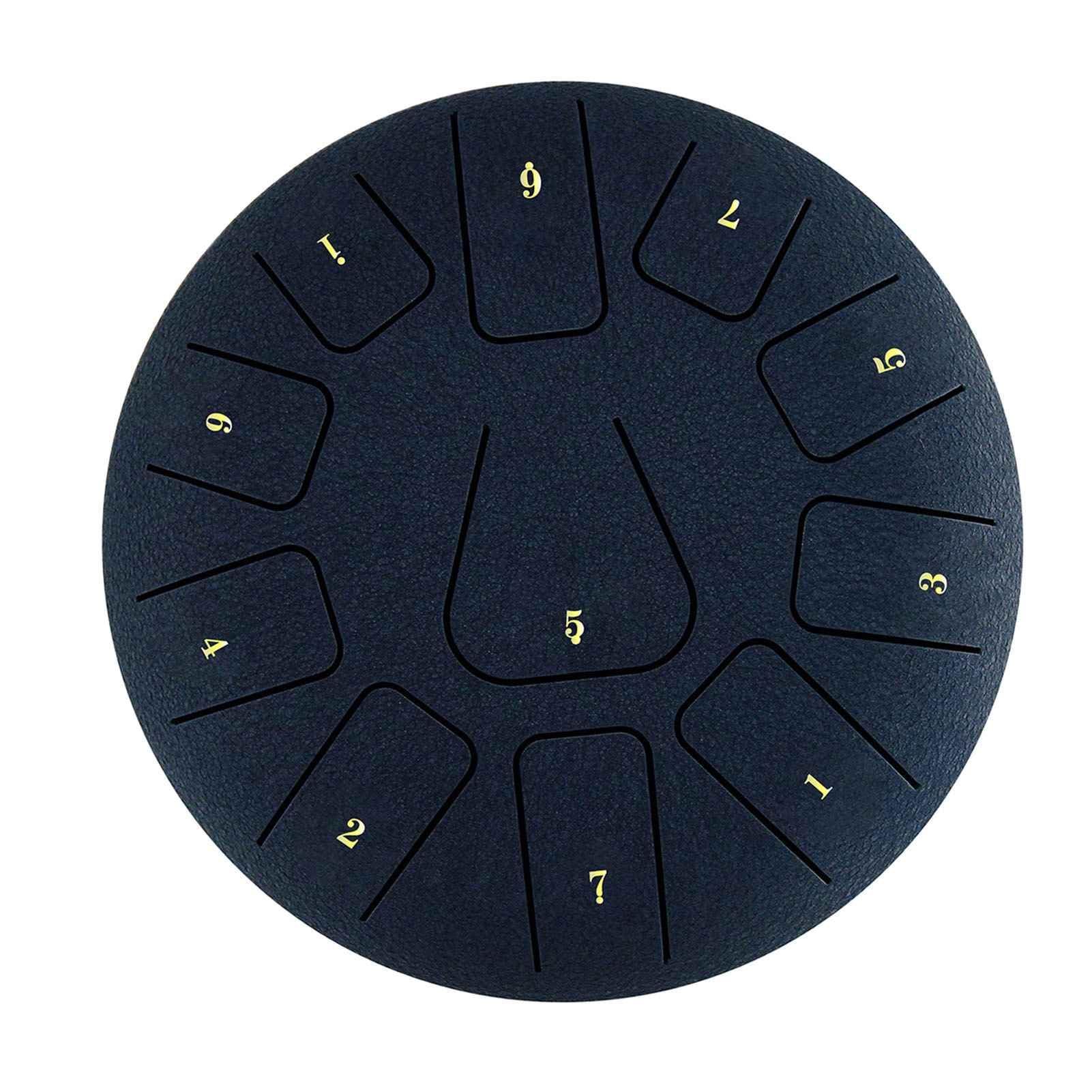 Tamburo a lingua in acciaio steel tongue drum handpan 8 pollici 11 note percussioni per meditazione yoga zen con bacchette plettri dita borsa libro musicale (blu navy)