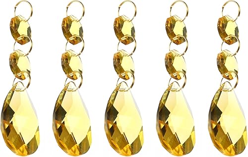 PATIKIL Lágrima de cristal transparente, paquete de 5 prismas de araña de 1.496 pulgadas, cuentas colgantes con cuentas octogonales de 0.55 pulgadas