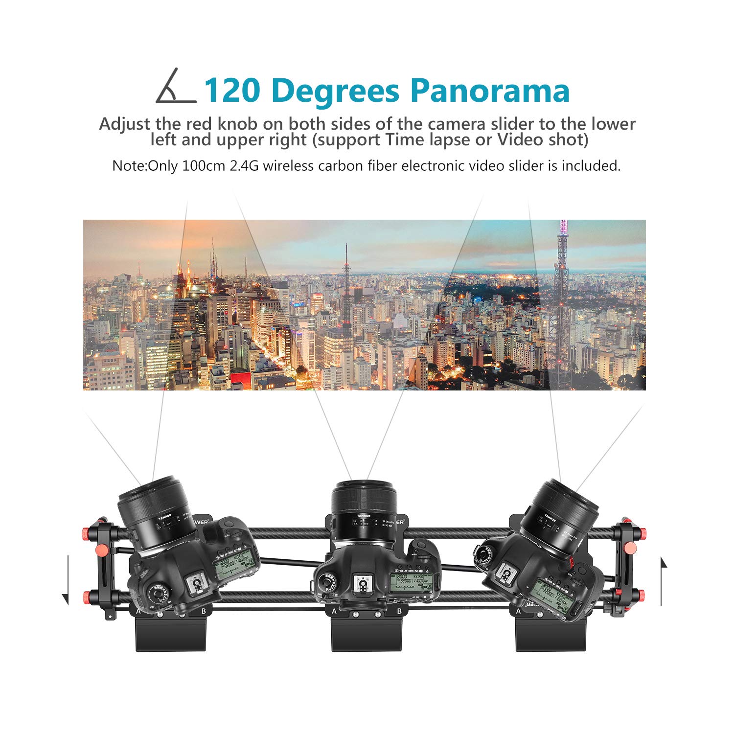 NEEWER Slider Motorizzato 100cm - Controllo APP, Fibra Carbonio, Per DSLR Fino A 2.5kg - Foto 9