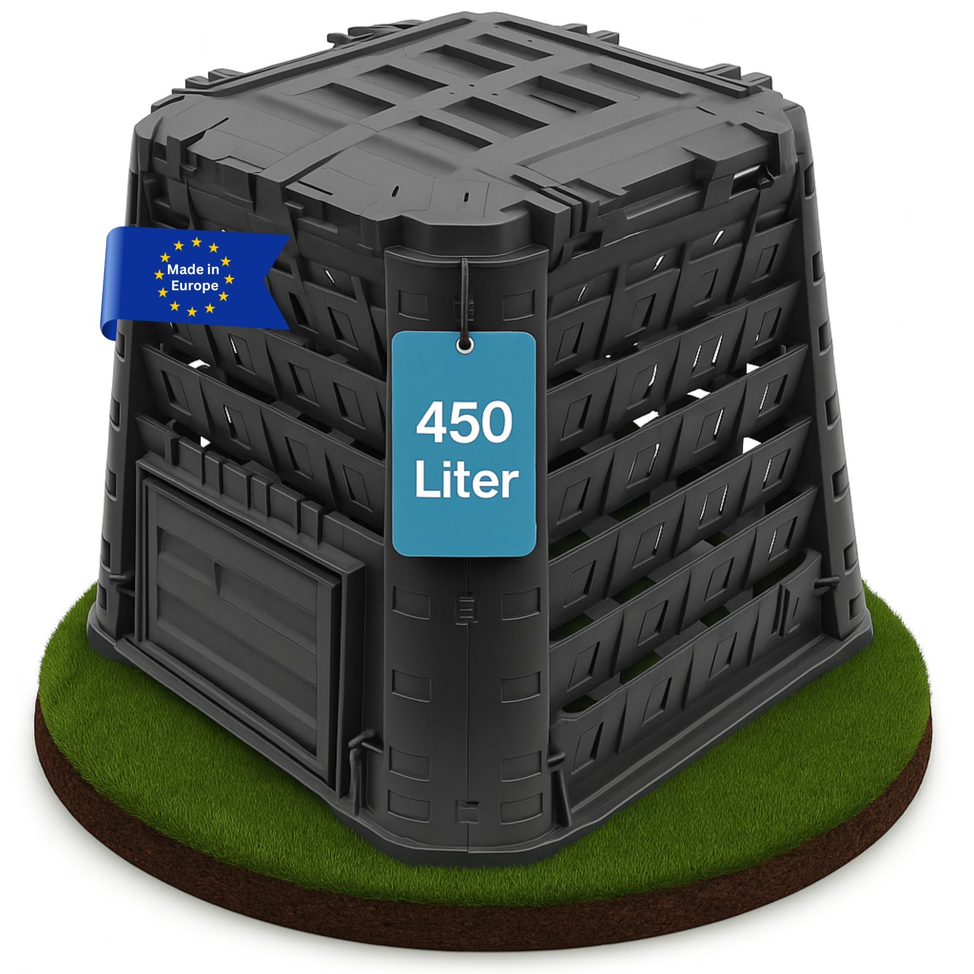 YourCasa® Komposter Garten 450 Liter groß - aus wetterfestem Kunststoff - Schnellkomposter mit robusten Seitenwänden & einfacher Montage - Thermokomposter hergestellt in EU