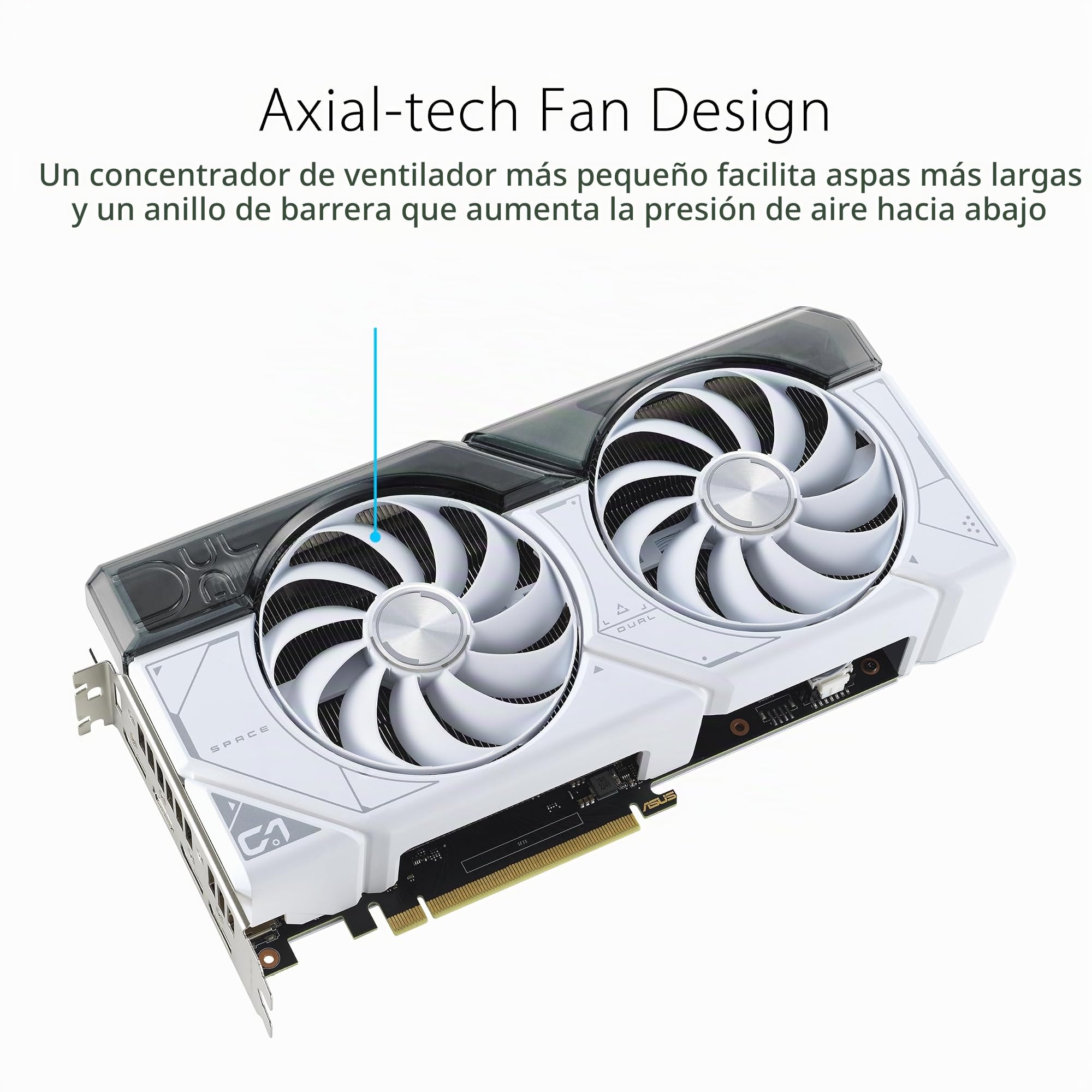 ASUS Dual GeForce RTX™ 4070 Super White OC Edition (PCIe 4.0, 12GB GDDR6X, DLSS 3, HDMI 2.1a, DisplayPort 1.4a, 2.56 ranuras diseño, diseño de ventilador de tecnología axial, tecnología Auto-Extreme y