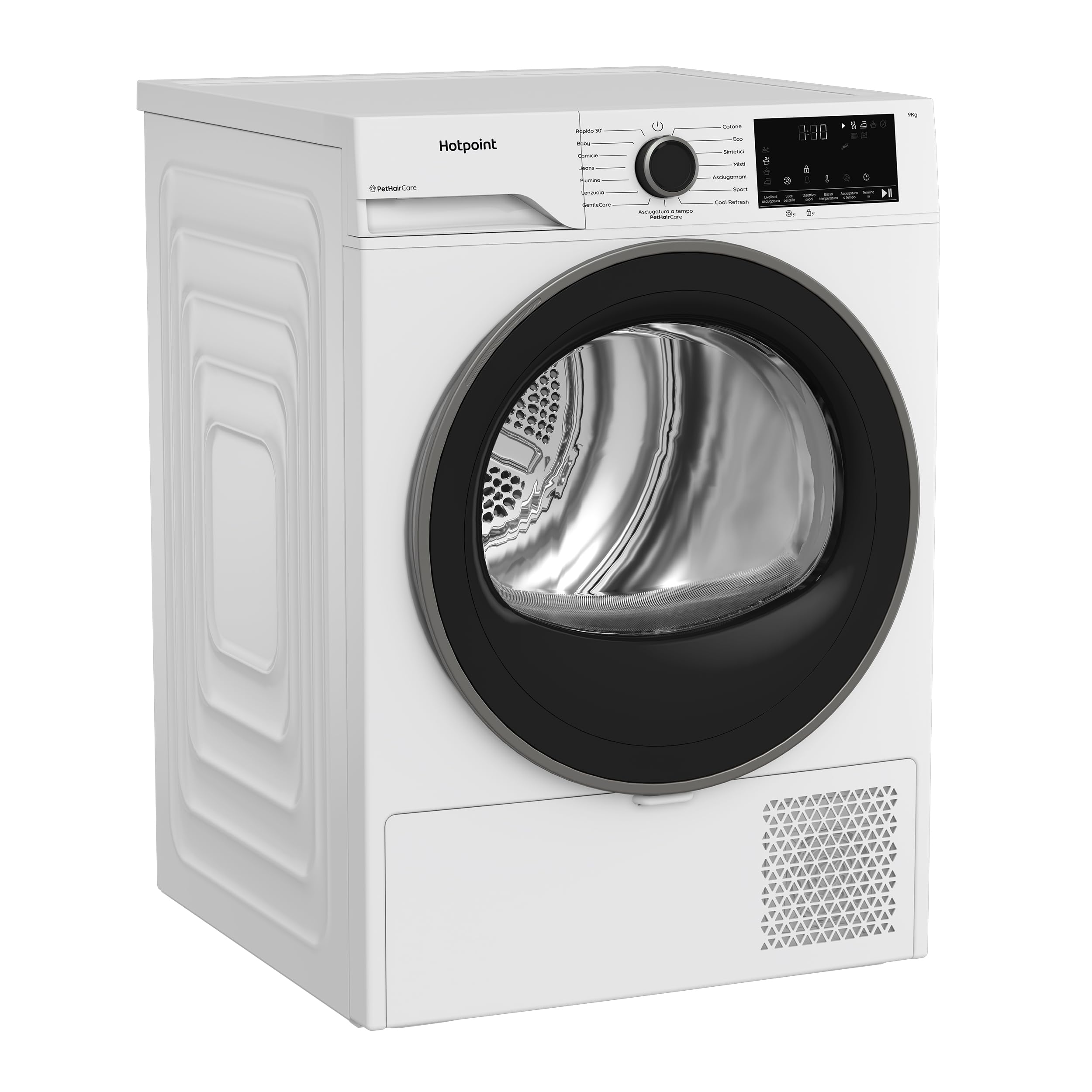 Hotpoint Ariston HPT 93D BS IT – Asciugatrice 9 Kg A Pompa di Calore, Libera Installazione, Classe D, PetHair Care, Gentle Care, Riduzione Delle Pieghe. 84,6 x 59,8 x 60,7 cm