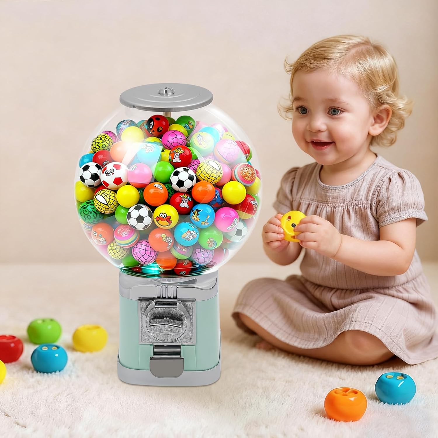 Vending Machine,Capsule Vending Machine,Green Twister Ball Dispenser Classic Gumball Bank for Stores and Amusement Parks