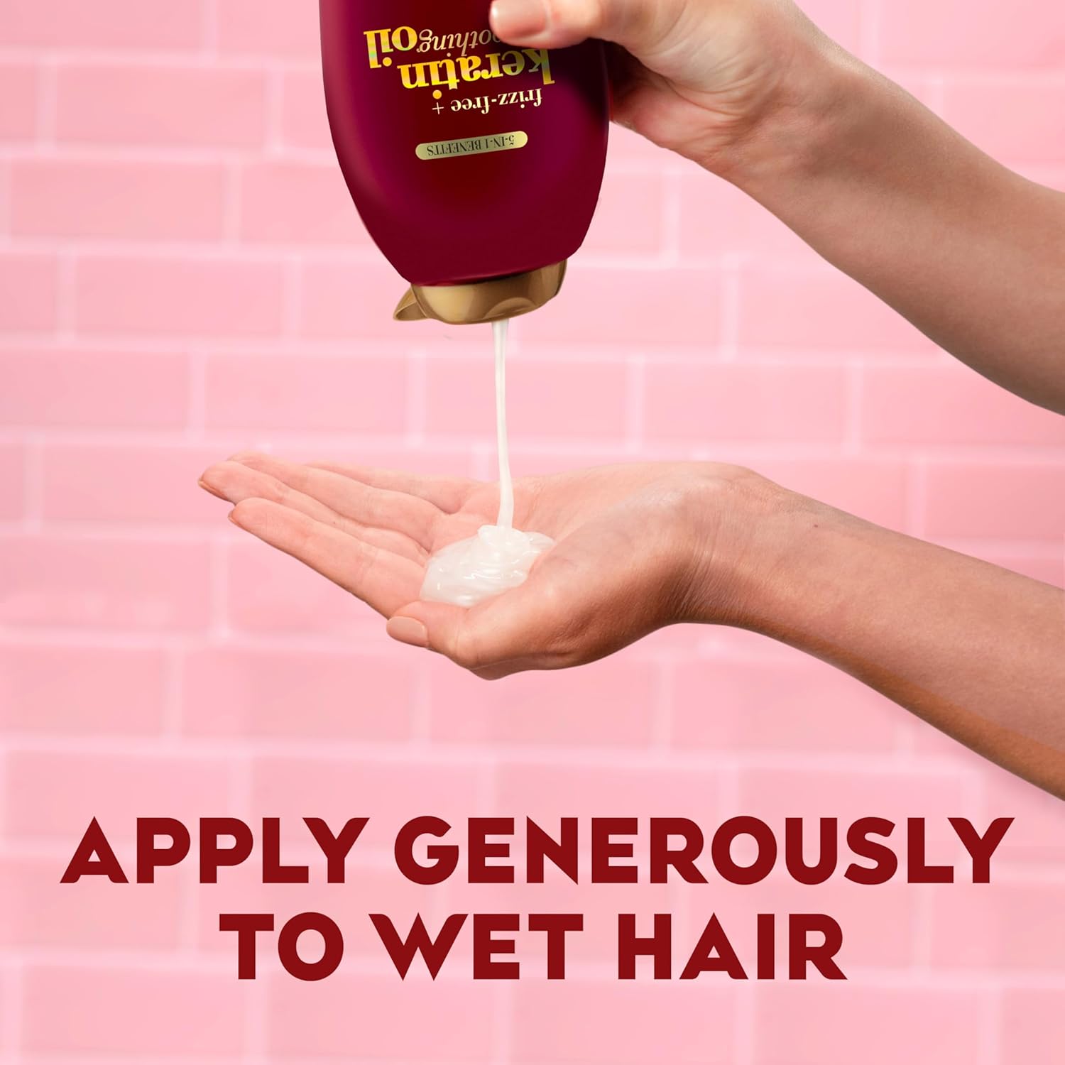 OGX Frizz-Free + Keratin Smoothing Oil Shampoo, 25.4 fl oz - Image 4