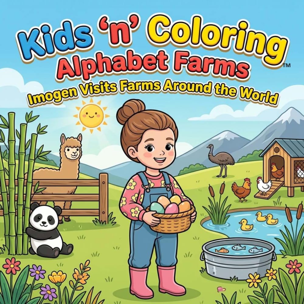 Kids ‘n’ Coloring: Alphabet Farms – Imogen Visits Farms Around the World: ABC Coloring Book for Toddlers Ages 3+, Learn the Alphabet Visiting ... Book (Kids 'n' Coloring, Alphabet Adventures)