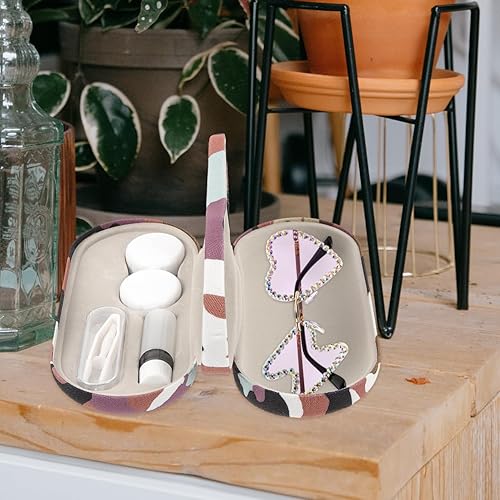 Miniatura 7 de Healifty Estuche para lentes de contacto y estuche para gafas, funda doble 2 en 1, con removedor de pinzas de espejo, caja de almacenamiento de