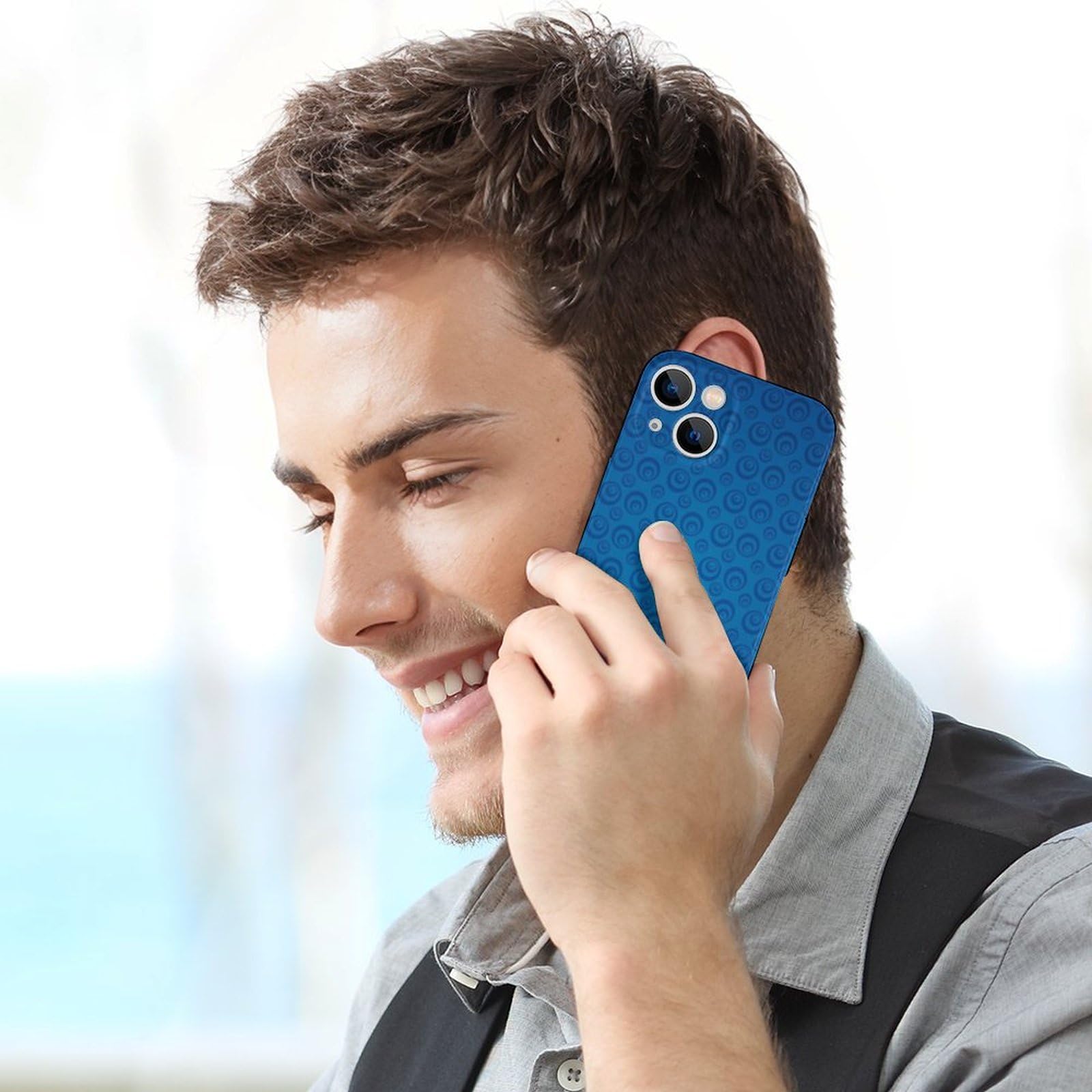 Amazon.co.jp: iPhone 13 Miniケース ブルー 円形 水玉 iPhone 13 Mini