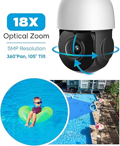 Miniatura 2 de Cámara IP PTZ PoE de 5 MP, 355 Pan 90 Tilt 18x Zoom óptico Cámara PoE al aire libre, 12.8 '' CMOS, Detección de humanosvehículos, conversación de 2
