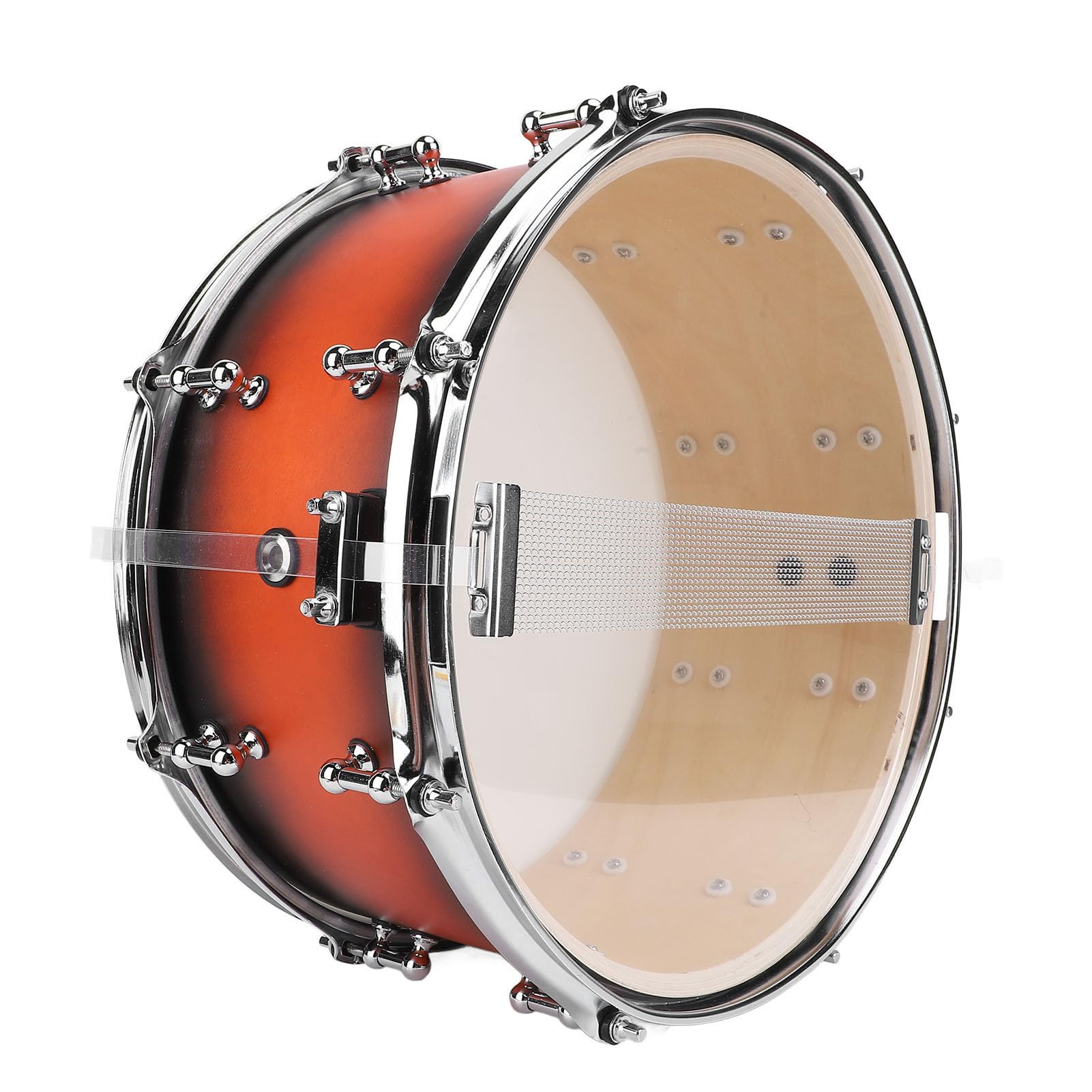 Generic 14 X 6,5 Zoll Großes Snare-Drum-Set mit Stabiler Konstruktion für Anfänger und Kinder, Orange-schwarzer Rand mit Weißem Trommelfell