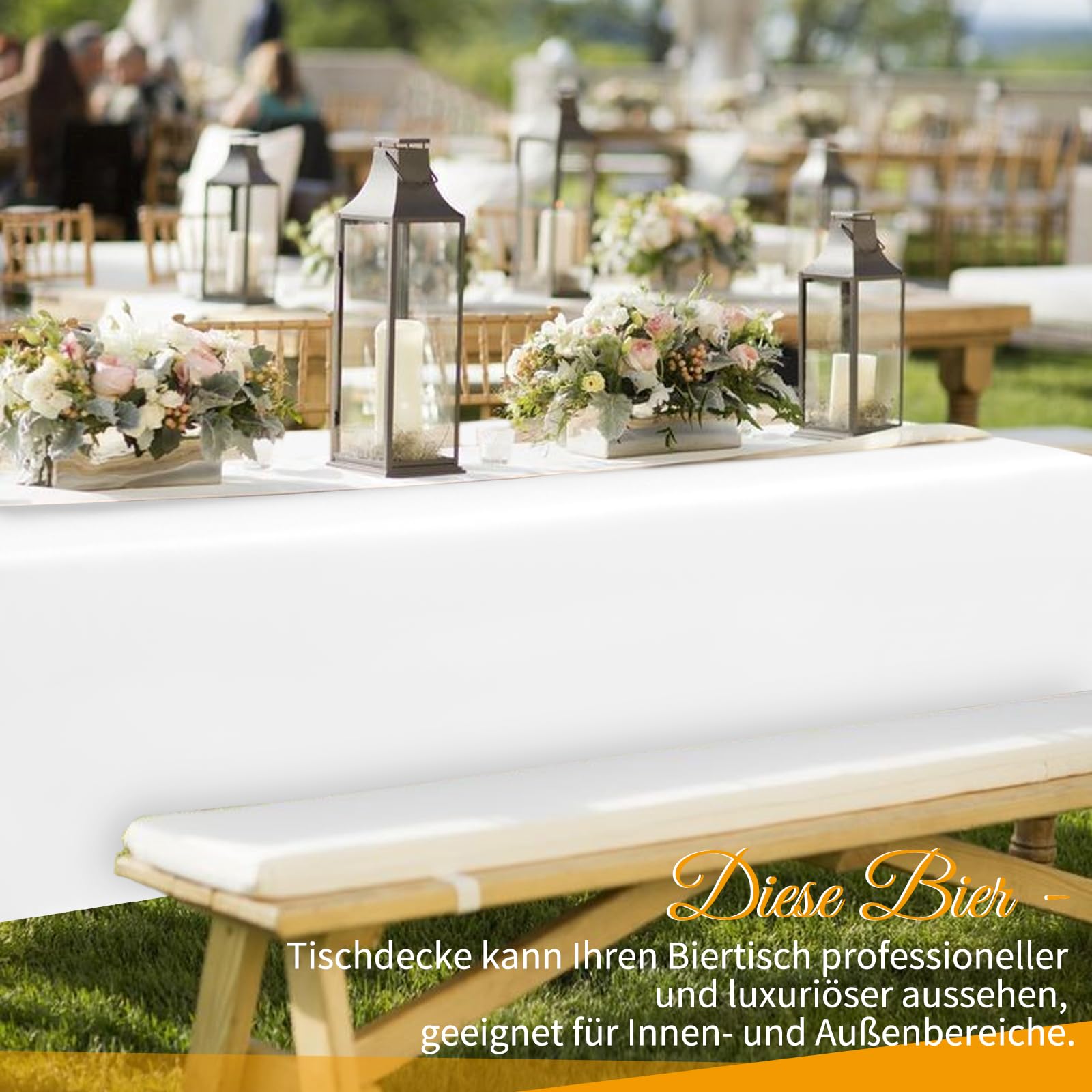 Pesonlook Paquete de 8 manteles de mesa de cerveza, color blanco, mantel universal para mesa de cerveza de 50 cm y 70 cm, mantel rectangular de poliéster lavable para fiestas al aire libre o banquetes