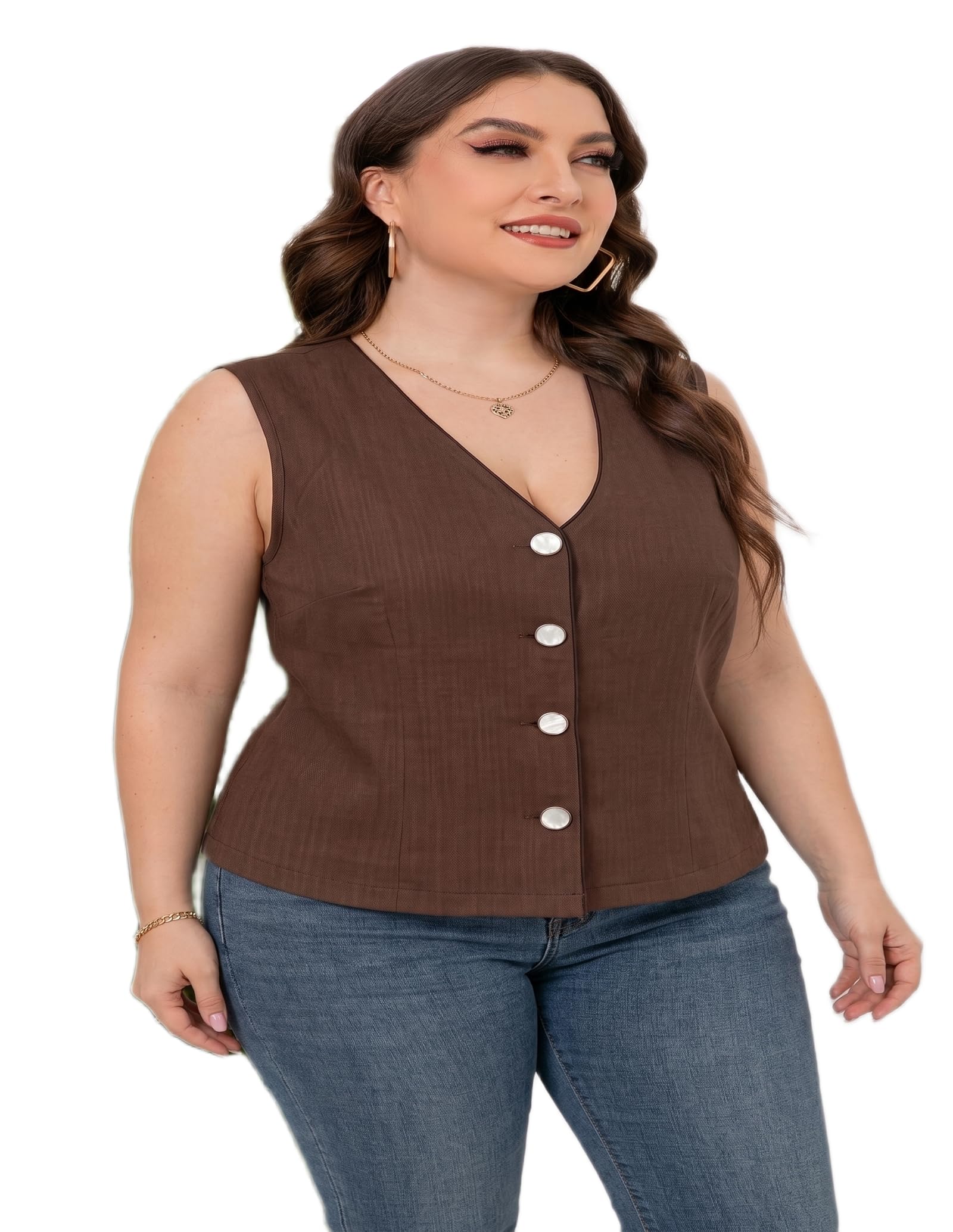 Women's Sleeveless Vest Crop Top V-Neck Button Front Tailored Waistcoat Casual-image-37