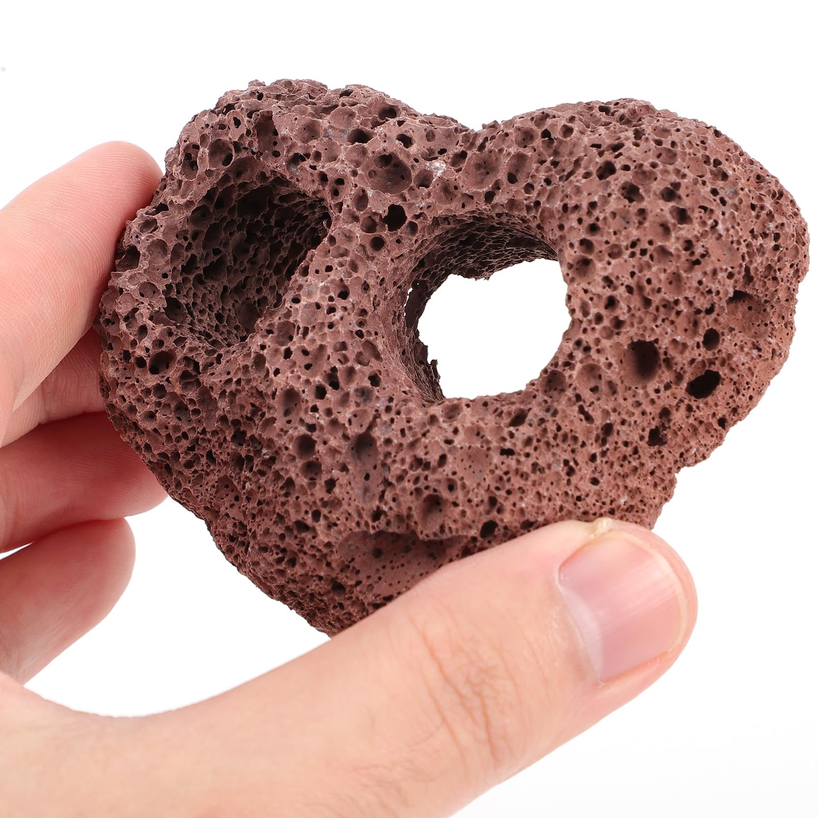 Yardwe Aquarium Volcanic Rocks Ornament Dual Hole Plant Fixer Natural Lava Stone Fish Tank Decorative Rock 4In X 2.8In X 1.6In for Aquatic Plants and Small Fish Shelter - Image 4