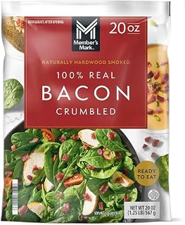 Member Mark Real Crumbled Bacon, 20 oz | 100% Real Bacon Pieces | Ready-to-Serve, Smoky & Crispy Flavor | Perfect Salad Topping, Eggs, Pizza & More
