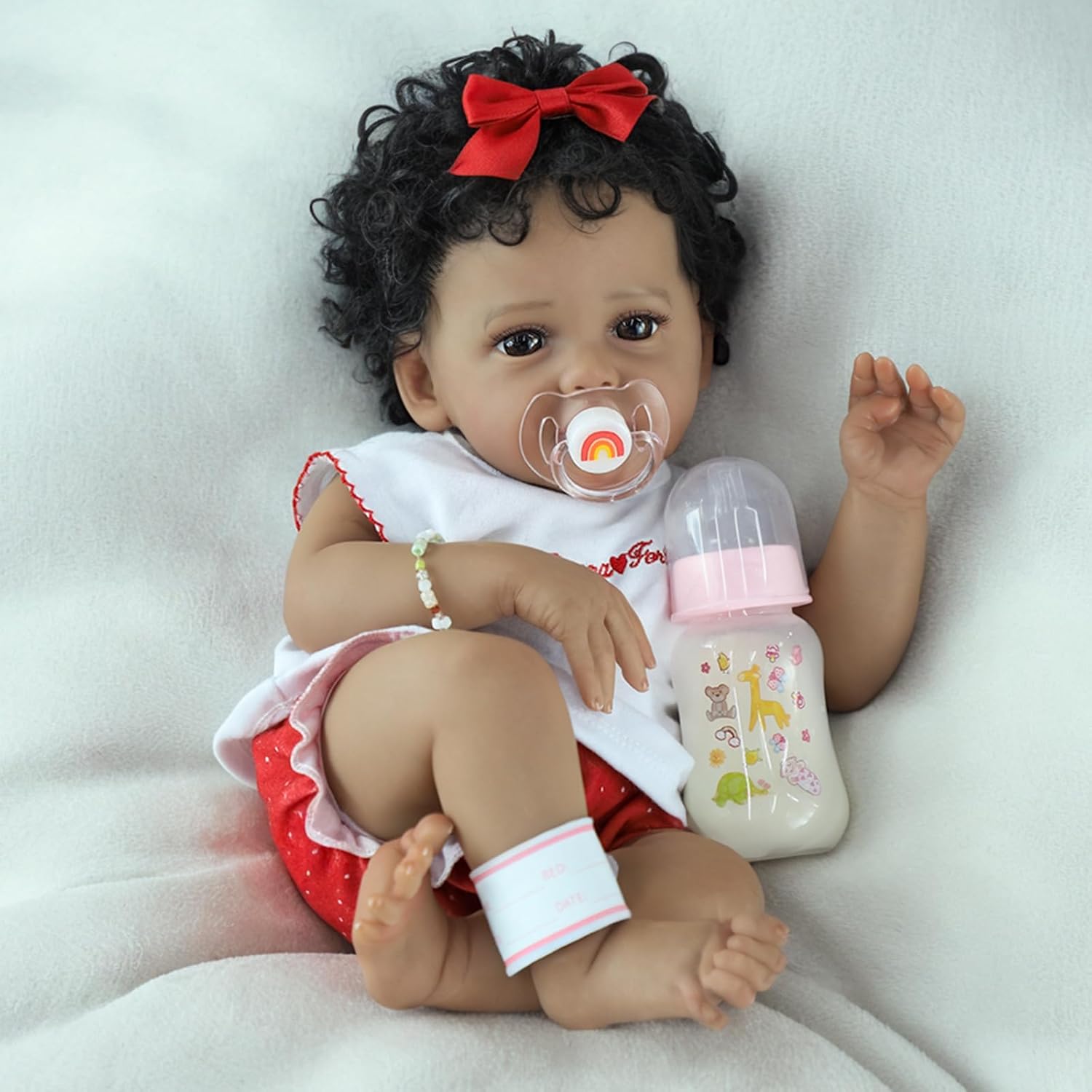 SCOM Reborn Baby Dolls Black-20 Inch Girl African American Realistic Newborn Girl Doll, Lifelike Weighted Soft Body, Christmas Birthday Gift for Kids Age 3+