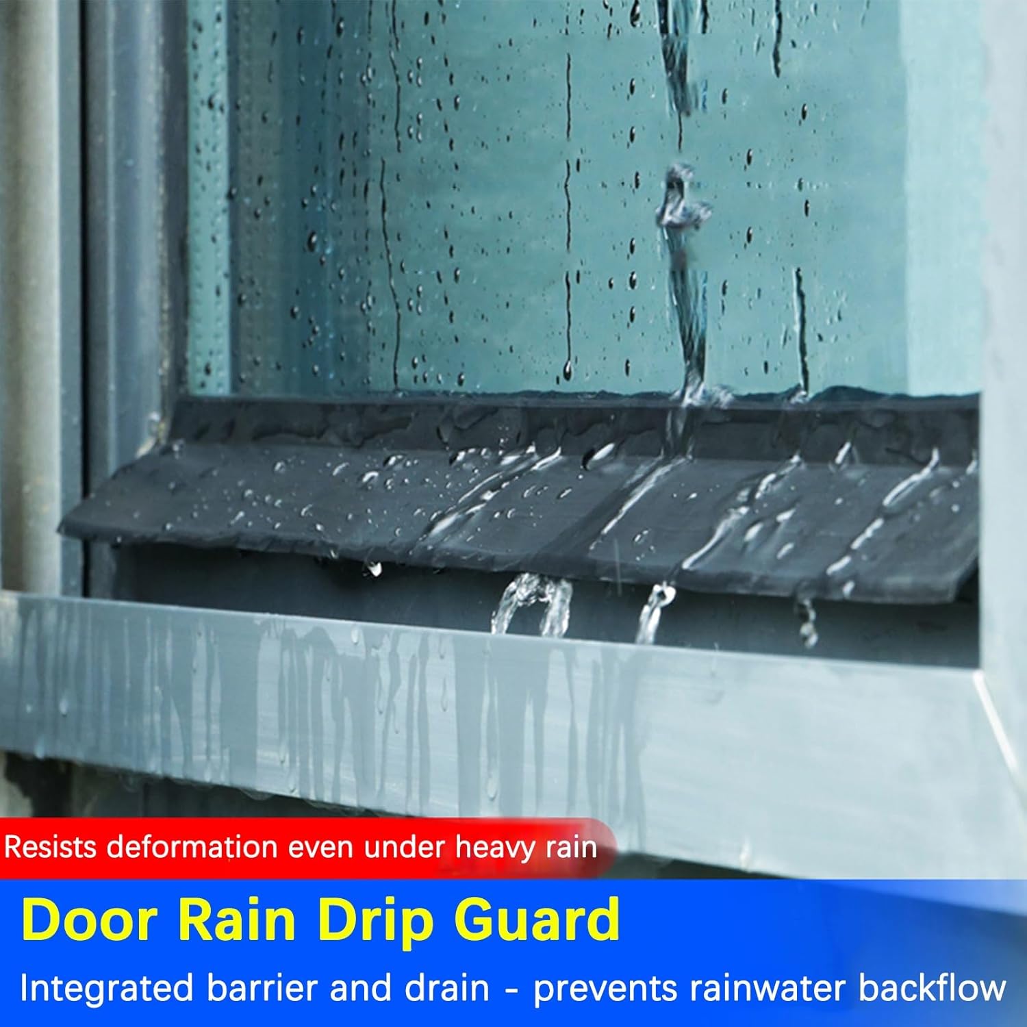Black Door Rubber Rain Drip Guard for Windows Drip Cap Rain Deflector, Self-adhesive Window Gap Water Barrier, Door and Window Rain Guards, Weather Resistance for Indoor Outdoor(2m(6.6ft),4.5cm)