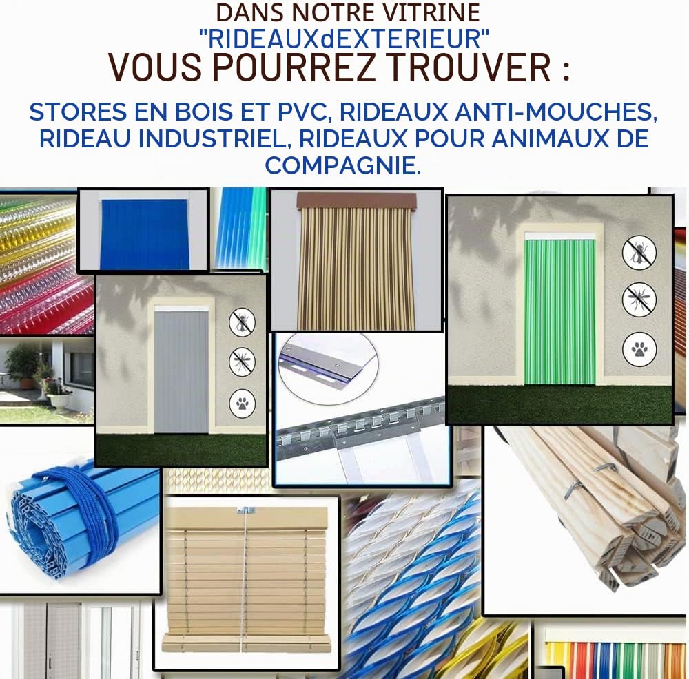 Pertoni Tende Rideaux d'extérieur en plastique PVC et barre en aluminium Noir/transparent Largeur 120 cm x 210 cm Longueur