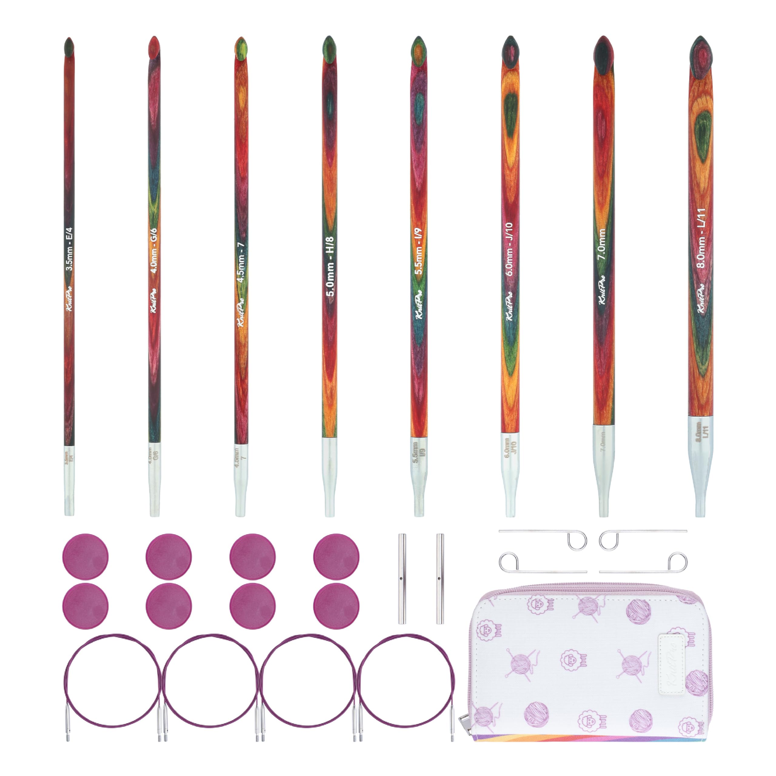 KnitPro Symfonie 2 Afghan/Tunisian Crochet Hook Set| 8 Sizes (3.5mm to 8mm)