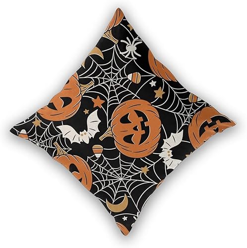 Miniatura 9 de Fundas de almohada de Halloween de 20 x 20 pulgadas, juego de 2 fundas de almohada de calabaza fantasma, fundas de cojín naranja y negro, fundas