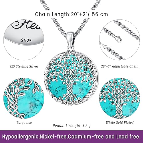 Miniatura 2 de Eusense Joyas de turquesa para mujer, collar de piedra lunar, collar de turquesa, plata de ley 925, joyería occidental para mujer, pulseras de