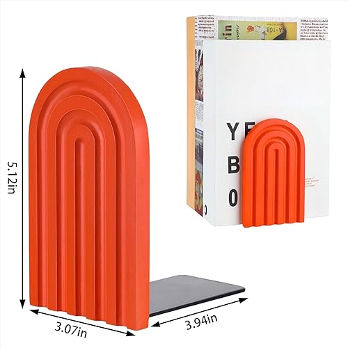 Miniatura 2 de Harloon Sujetalibros boho lindo bohemio con extremos de libro de madera arcoíris para estantes, películas decorativas, Cds, 5 x 4 x 3 pulgadas