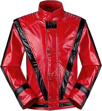 Mens Leather Jacket Red Pu Leather Coat Adult Cosplay Costume