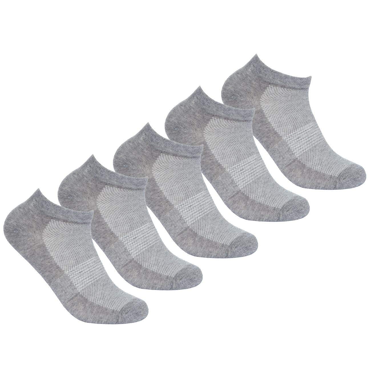 Style It Up Women's 5 Pack Grey 5 Pairs Socks Sports Trainer Gym Everyday Active Activewear Ankle Liners (Grey, 4-7 Uk)