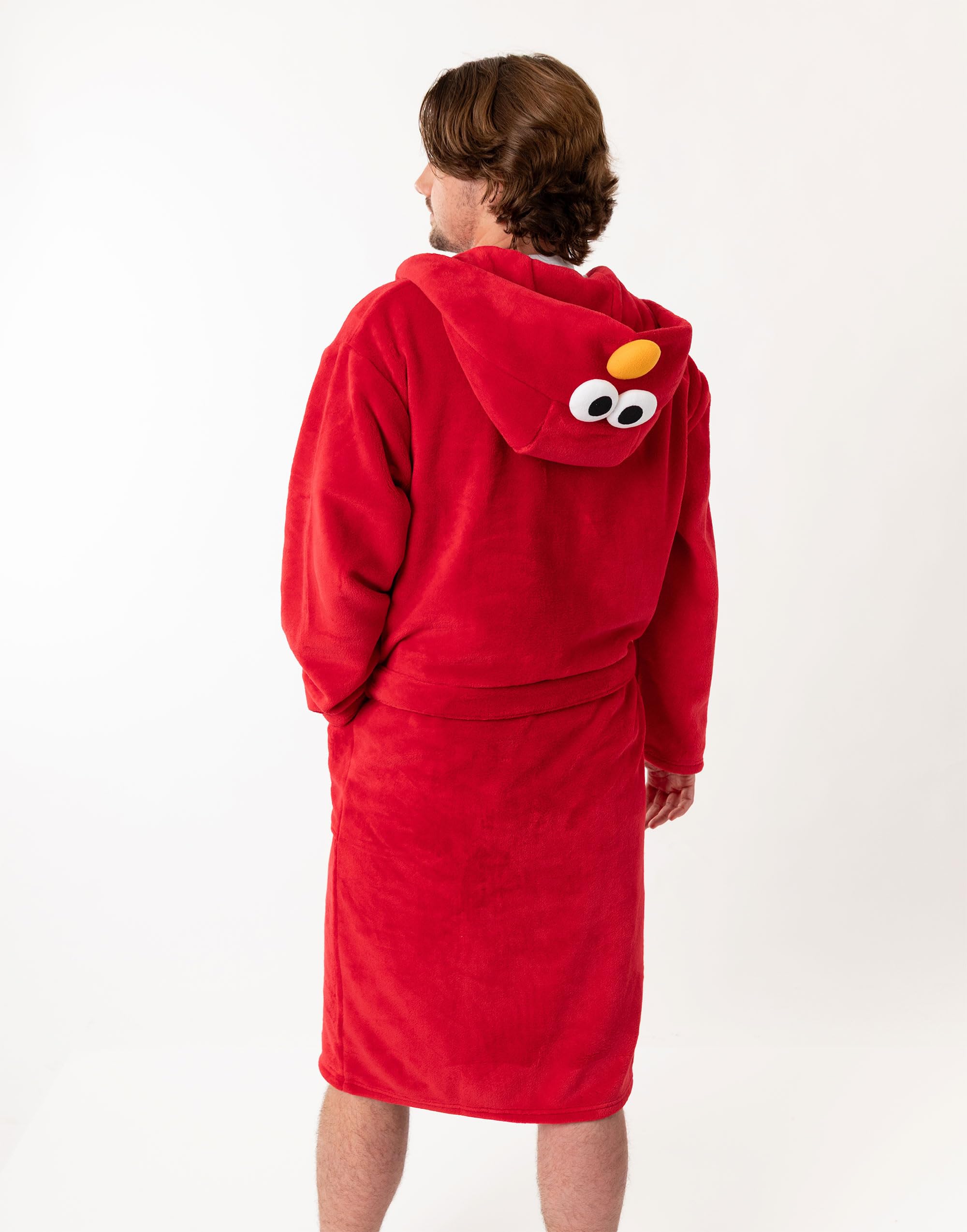 Vanilla Underground Albornoz rojo con capucha de Elmo de Barrio Sésamo | Ropa de estar por casa de polar suave de manga larga con detalle 3D en la capucha | Unisex adulto | Sesame Street Merch