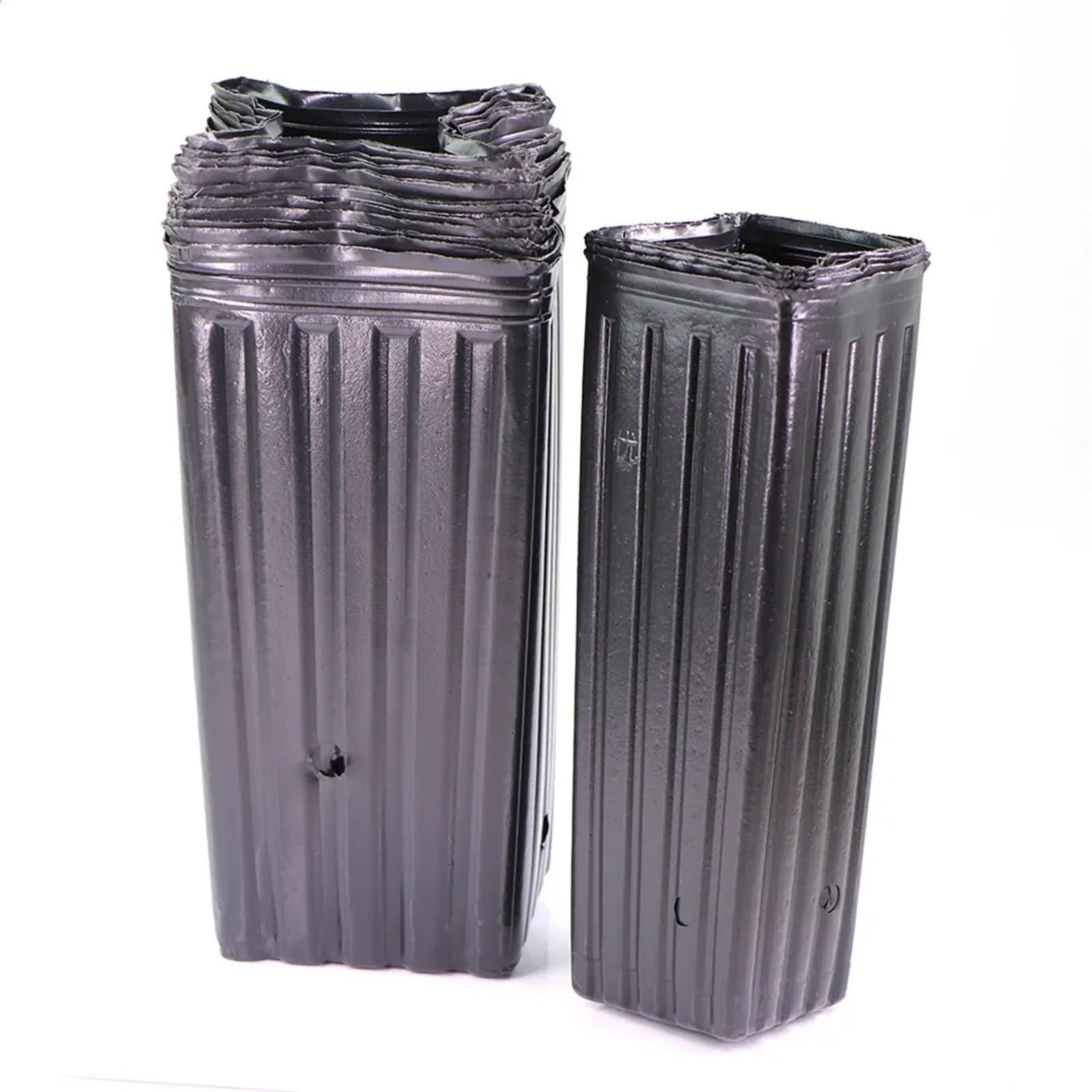 Wysoka kwadratowa plastikowa doniczka do sadzonek roślin, pogrubiona, czarna, oddychająca torba do sadzenia dla hodowców drzew, 50 szt., 12 x 25 cm