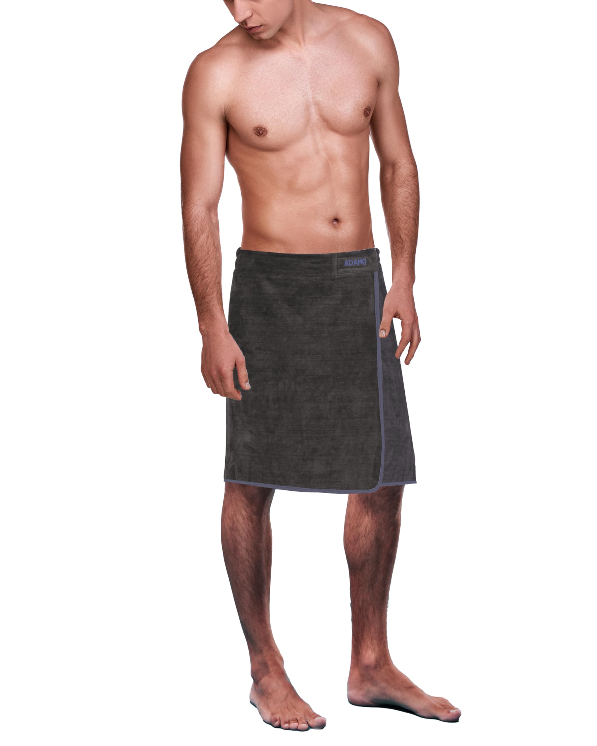 ADAMO LAHTI XXL Sauna Kilt Anthracite for Men in Plus Sizes with Velcro Fastener (65 x 150 cm), charcoal, 65 x 150 cm