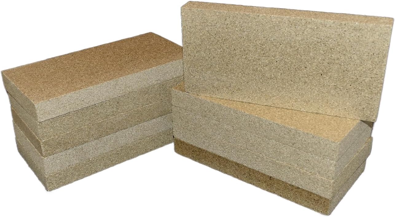 Vermiculite Villager Stove Fire Bricks 10 Bricks measuring 4.5" x 9" x 25mm for Multi Fuel Woodburner Logburner
