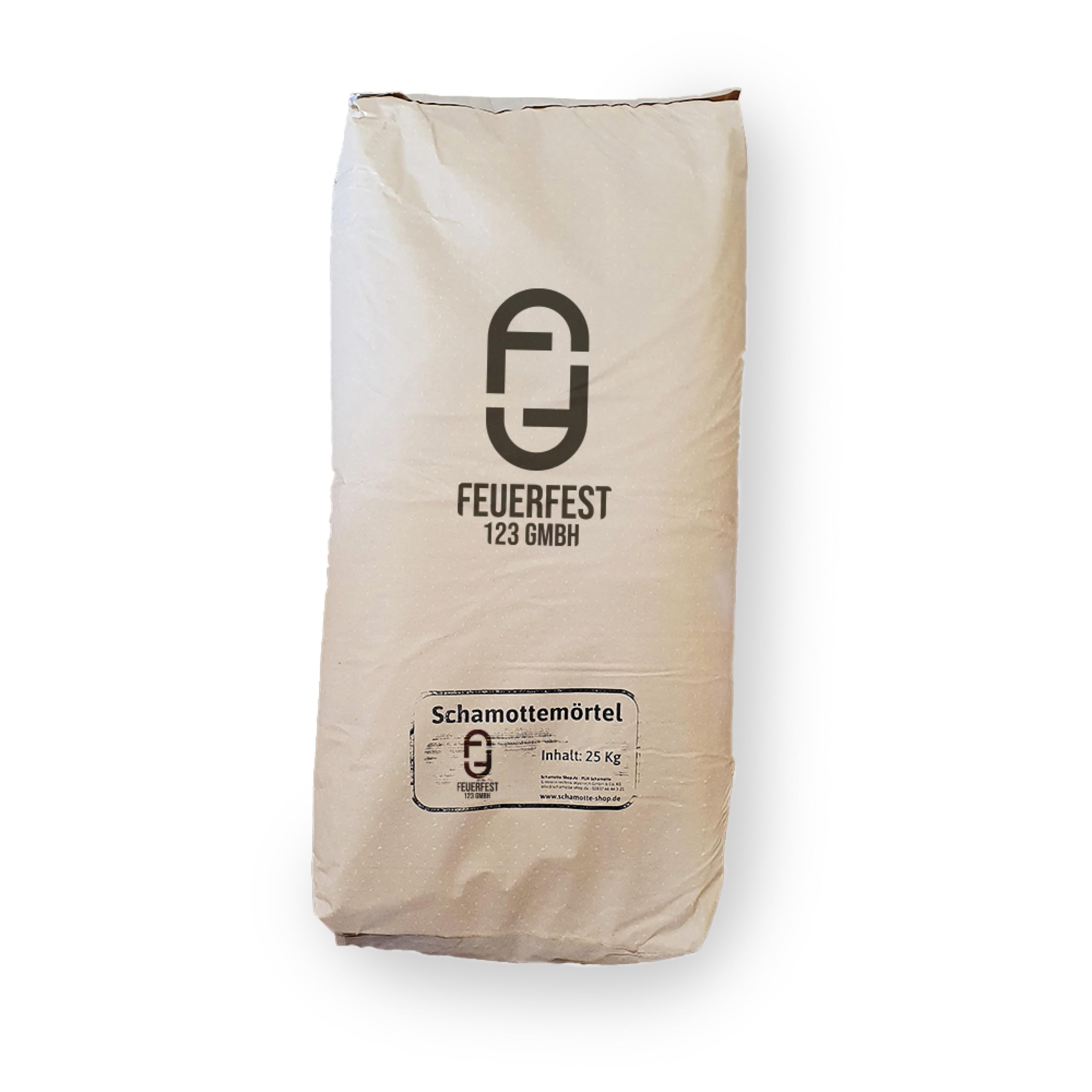 Feuerfest 123 - Schamottemörtel [Menge 25 kg] - Für Kaminöfen, Öfen & Grills - Feuerfester Mörtel 1.450 °C hitzebeständig - keramische Abbindung - Kaminmörtel Reparaturmörtel für Schamotte
