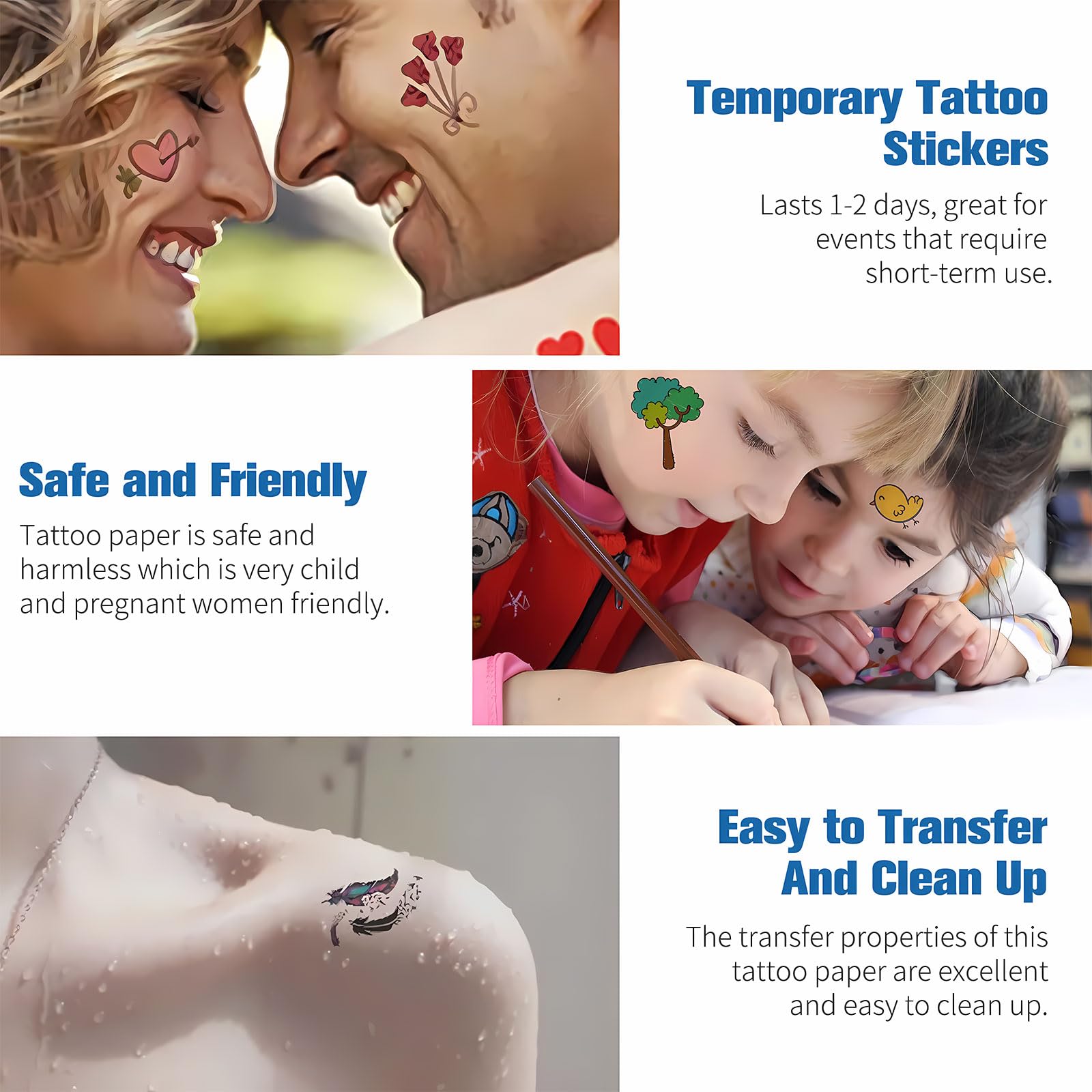 Temporäres Tattoo Folie zum Bedrucken, Tattoo Transferpapier A4X12 Blatt Transparent Tattoo Tranferfolie, Temporäres Tattoo Papier DIY Kinde Tattoo Folie für Laserdrucker/Tintenstrahldrucker