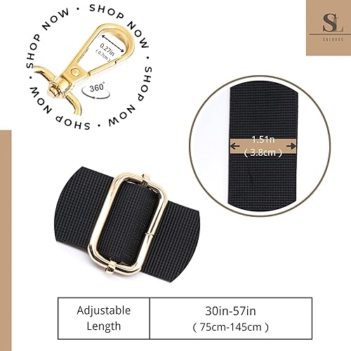 Miniatura 2 de S&loyoe Correas de repuesto para bolso, correa ajustable para bolsa cruzada, correas de guitarra anchas para bolsos de 1.5 pulgadas