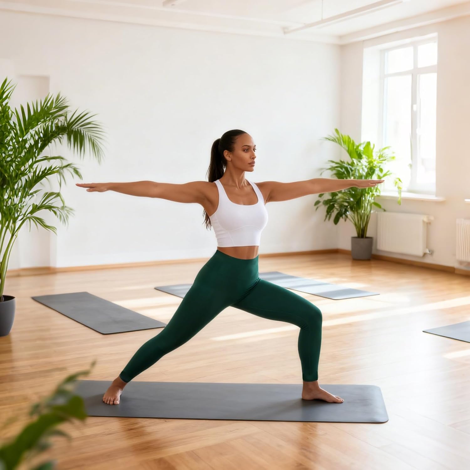 Women Square Neckline Sports Bra Padded Basic Workout Y-Back Racerback Cropped Tank Top - Image 7