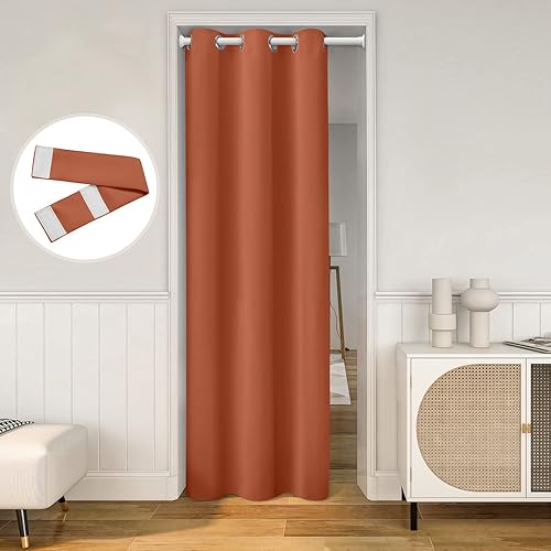 Miniatura 11 de HOMEIDEAS Cortinas de puerta para privacidad de puerta, cortina opaca para puerta de armario para dormitorio, cortinas con aislamiento con lazo