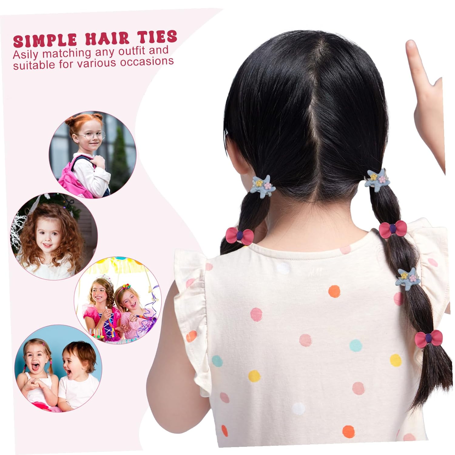 CANIGHT 120pcs Boy Girl Hair Ties Cute Elastic Bands for Girls Soft and Comfortable Accessories for Daily Wear for Pigtails and Hairstyles Multi for Boys and