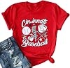 ALLTB Baseball Shirt for Women Baseball Mom Shirt Baseball Heart Graphic Tee Game Day Short Sleeve Tops