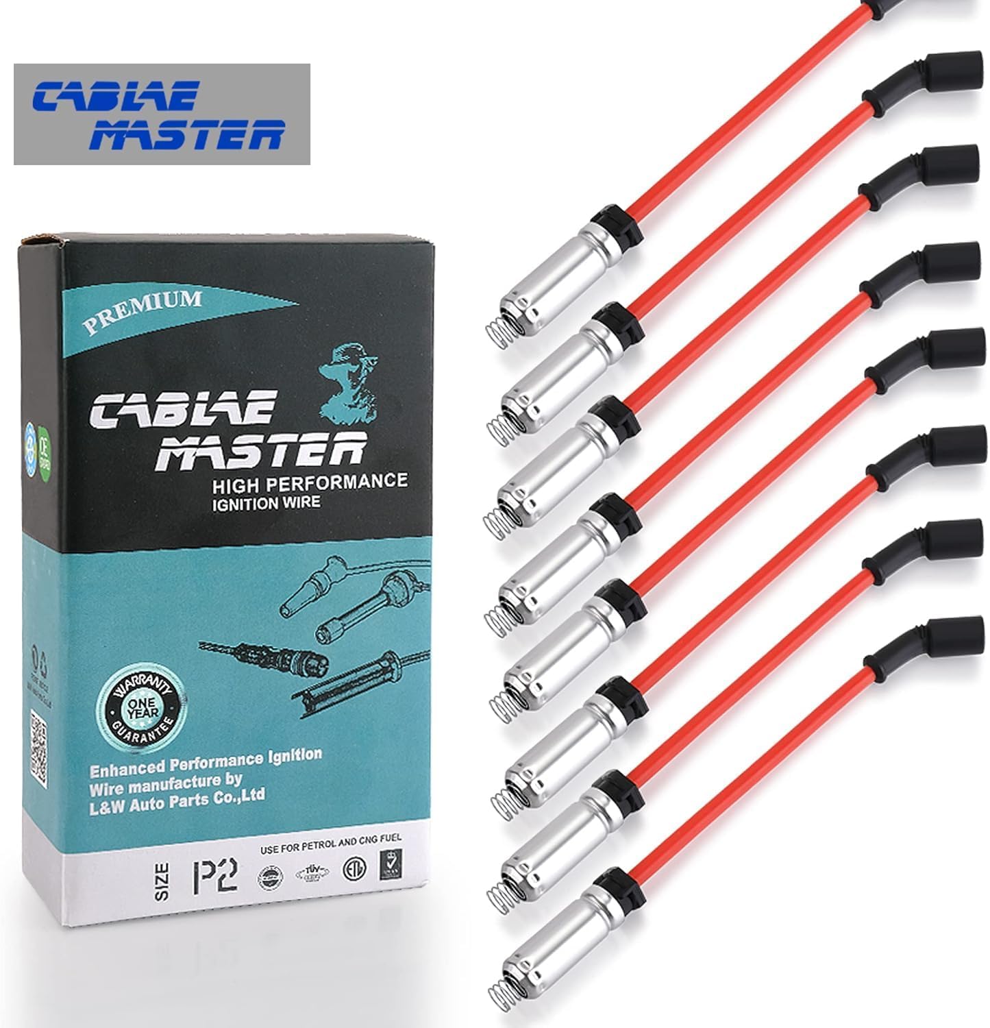 10.2 MM Racing Spark Plug Wires for LR4 LM7 L59 L33 LQ4 LQ9 Escalade Avalanche Silverado Tahoe W4500 Tiltmaster Sierra Yukon H2 4.8L 5.3L 6.0L V8 1999-2007 Red