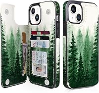 Vista 36 de uCOLOR Funda compatible con iPhone 15 de 6.1 pulgadas con ranura para tarjetero, función atril, doble cierre magnético y bloqueo RFID, funda de 6.1