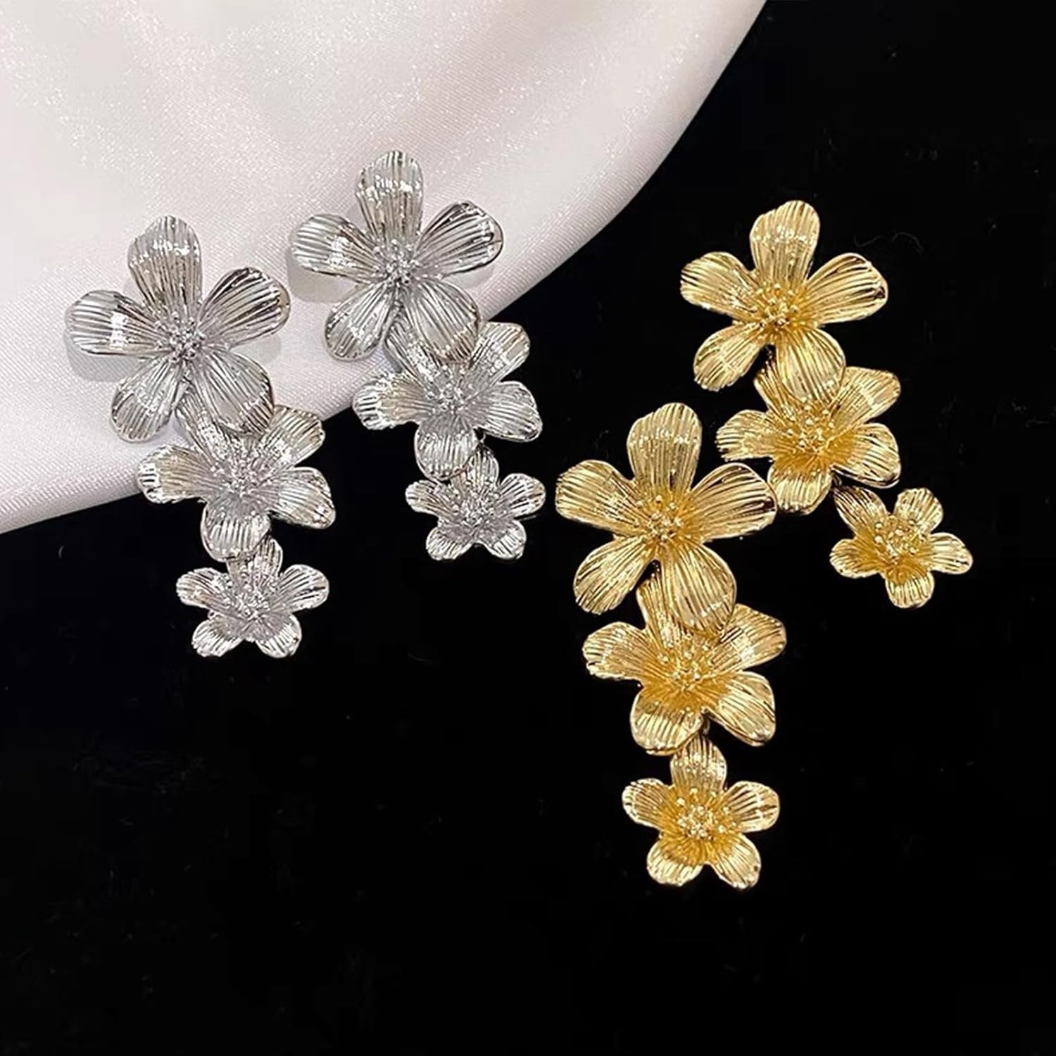 Bohemian Flower Earrings for Women 18K Gold Plated Large Statement Earrings Hypoallergenic Gold Vintage Chic Boho Wedding Jewelry - Image 7